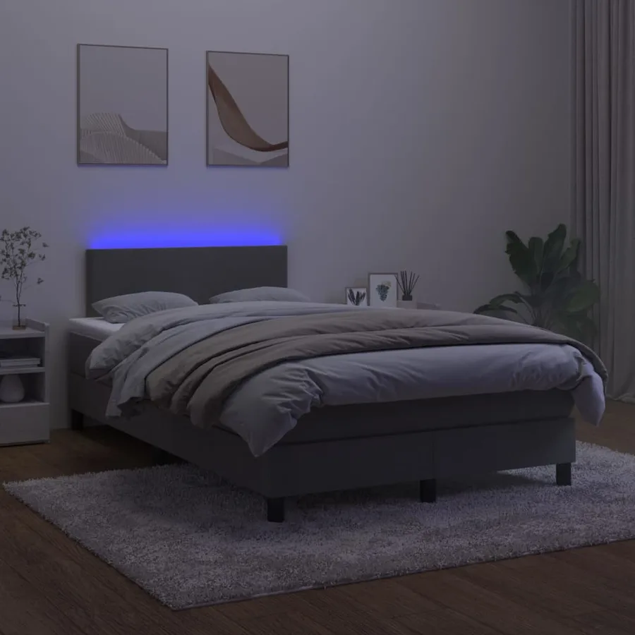 Sommier à lattes de lit avec matelas LED Gris foncé 120x200 cm - 4