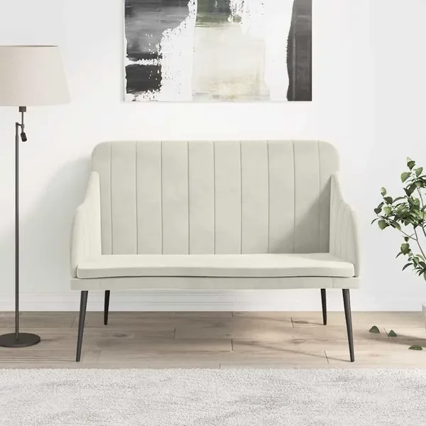 Banc Crème 110x76x80 cm Velours