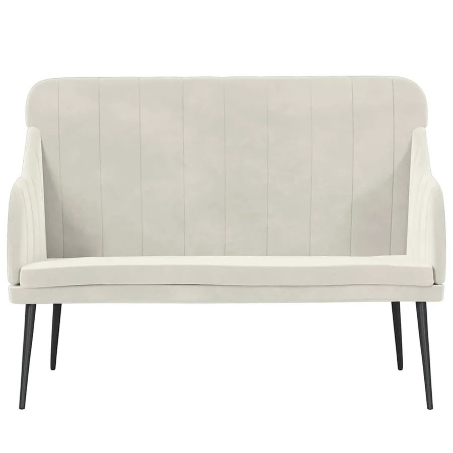 Banc Crème 110x76x80 cm Velours - 3