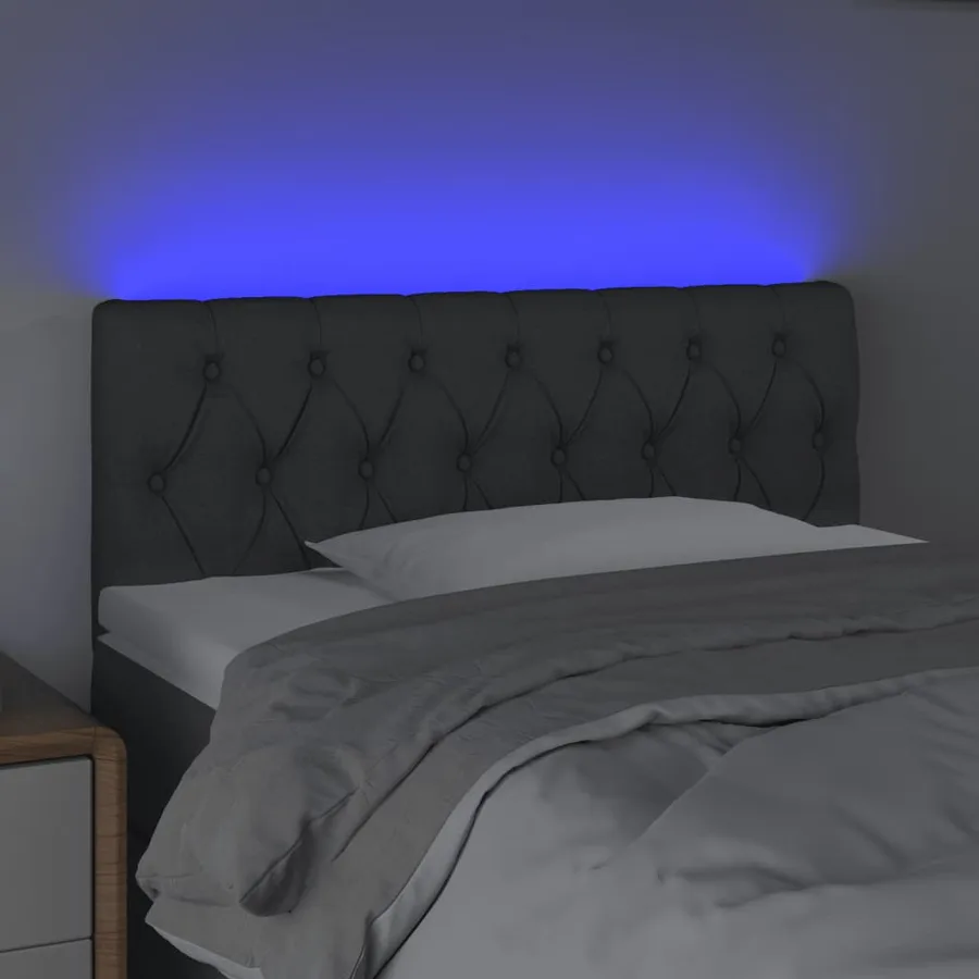 Tête de lit à LED Gris foncé 90x7x78/88 cm Tissu - 3