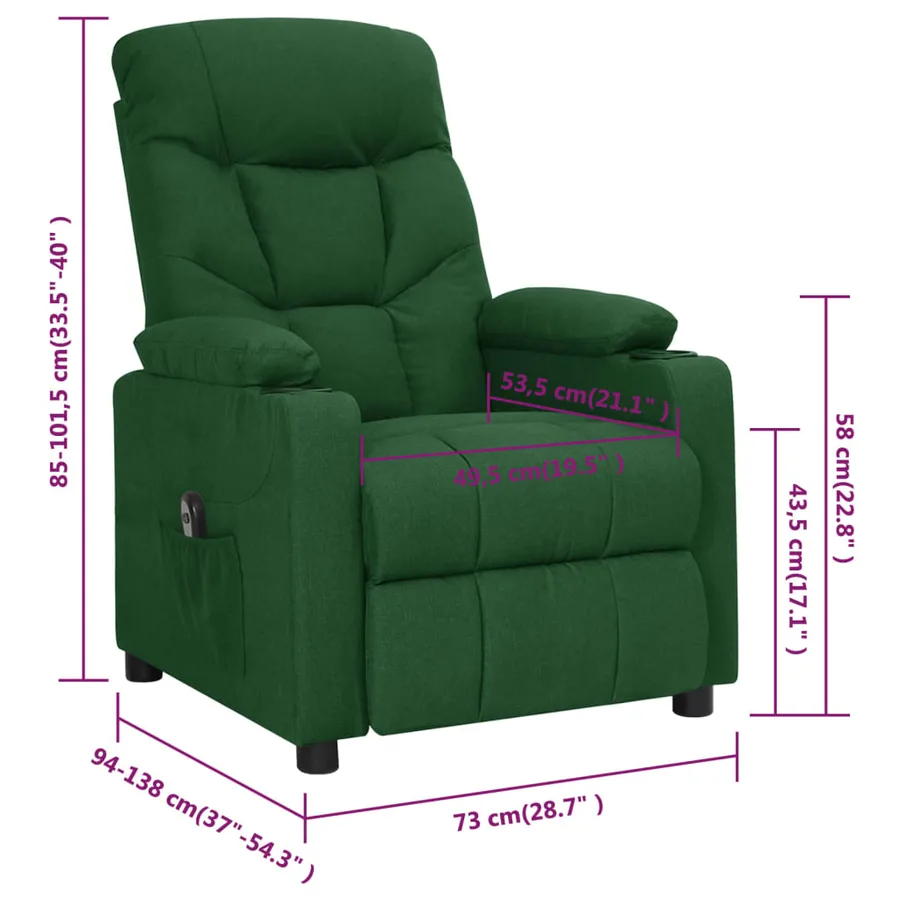 Fauteuil inclinable électrique Vert foncé Tissu - 11