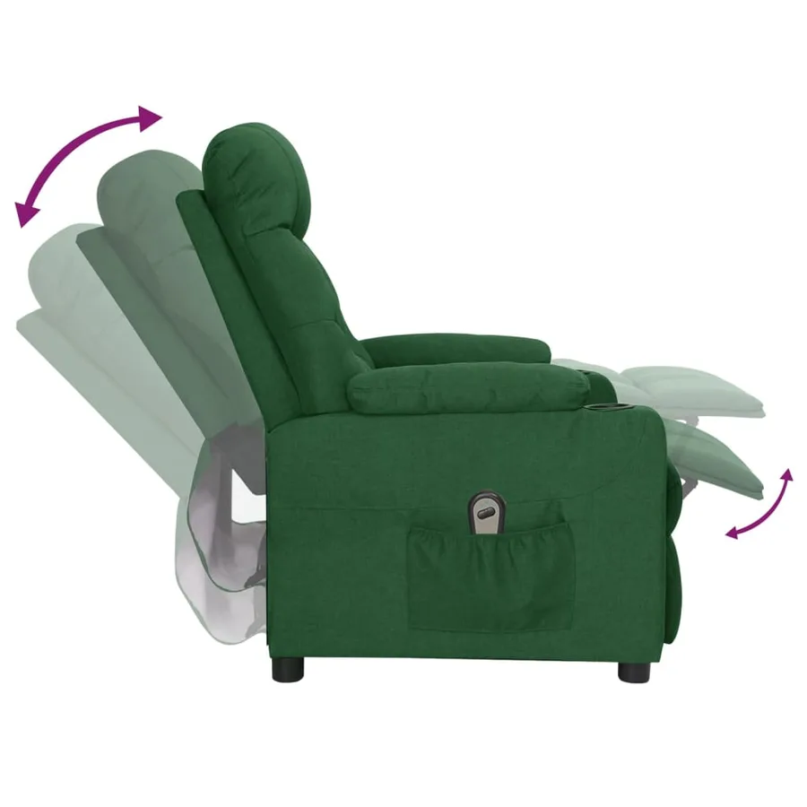 Fauteuil inclinable électrique Vert foncé Tissu - 7