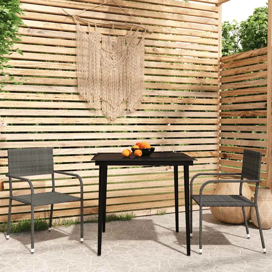 Ensemble à manger de jardin 3 pcs Gris