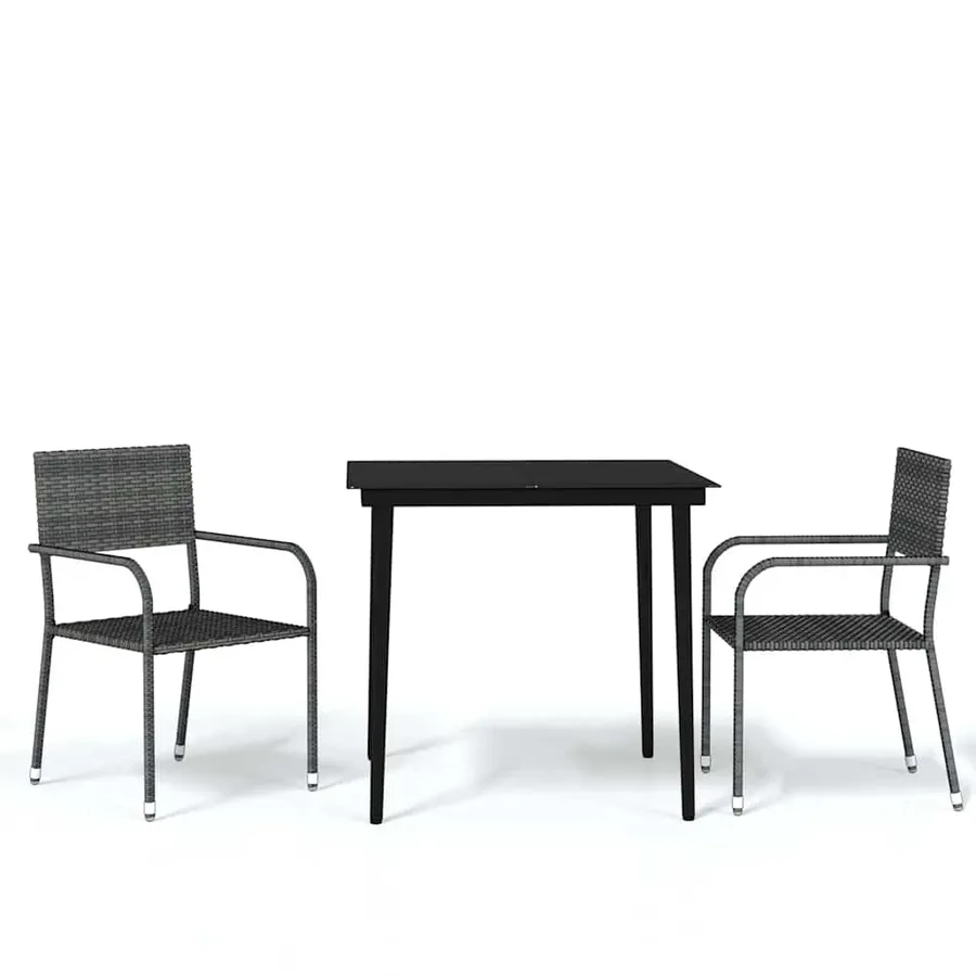 Ensemble à manger de jardin 3 pcs Gris - 2