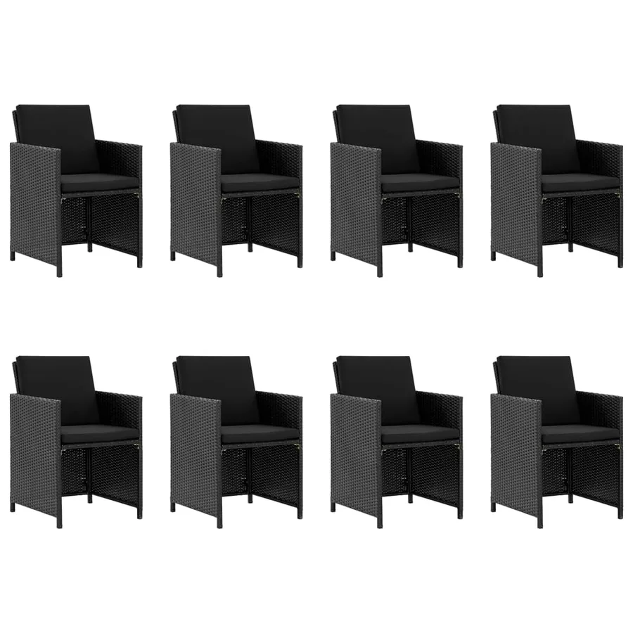 Ensemble à manger d'extérieur 9pcs coussins résine tressée noir - 2