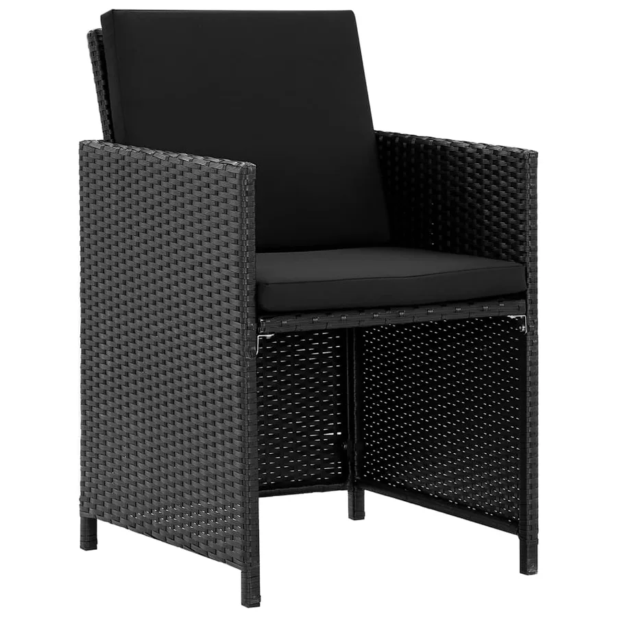 Ensemble à manger d'extérieur 9pcs coussins résine tressée noir - 3