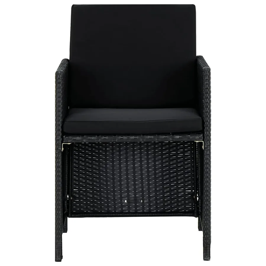 Ensemble à manger d'extérieur 9pcs coussins résine tressée noir - 4