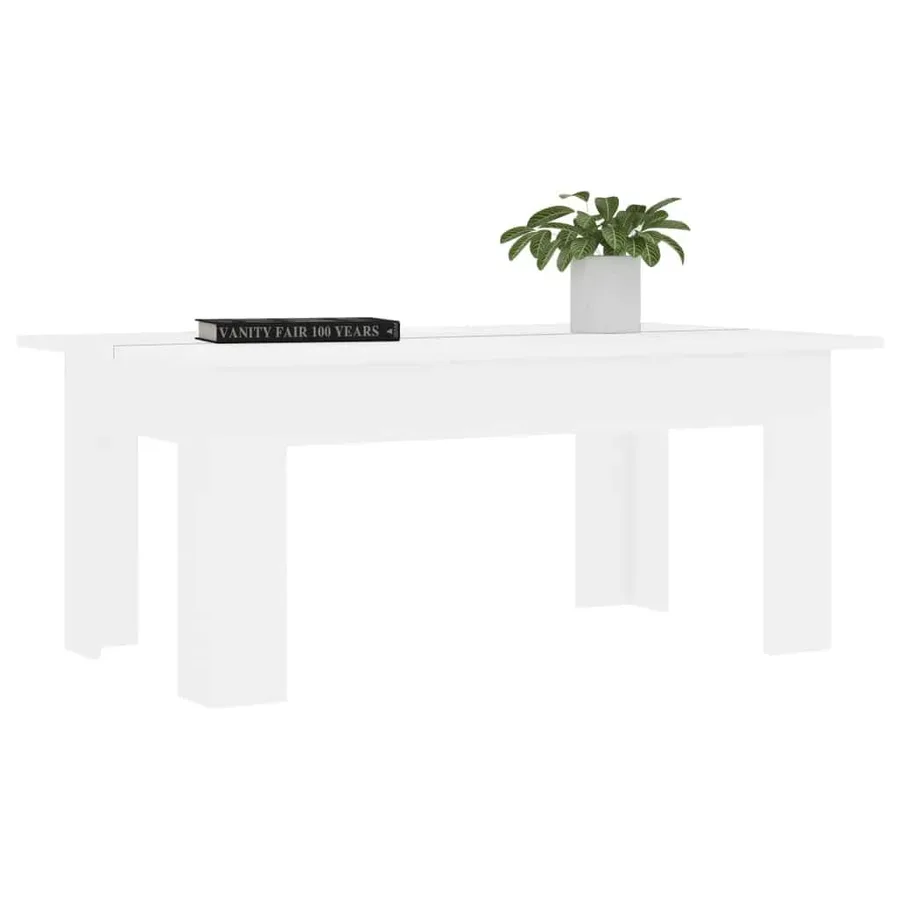 Table basse Blanc 100x60x42 cm Bois d'ingénierie - 3