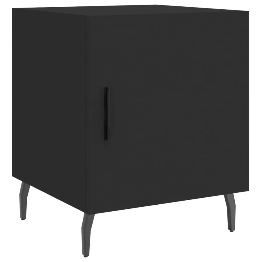 Table de chevet noir 40x40x50 cm bois d’ingénierie - 2