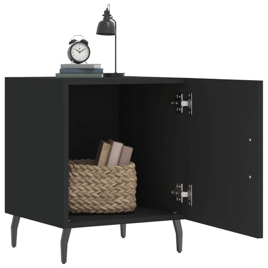 Table de chevet noir 40x40x50 cm bois d’ingénierie - 3