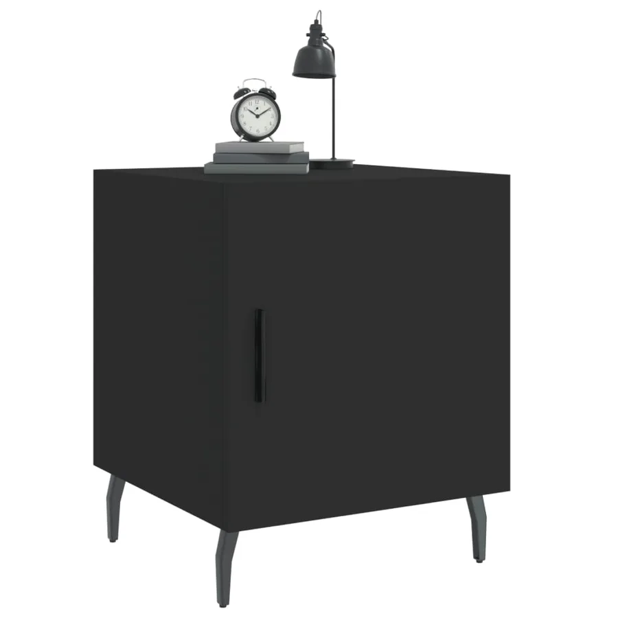 Table de chevet noir 40x40x50 cm bois d’ingénierie - 4
