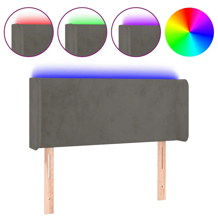 Tête de lit à LED Gris foncé 83x16x78/88 cm Velours - 2