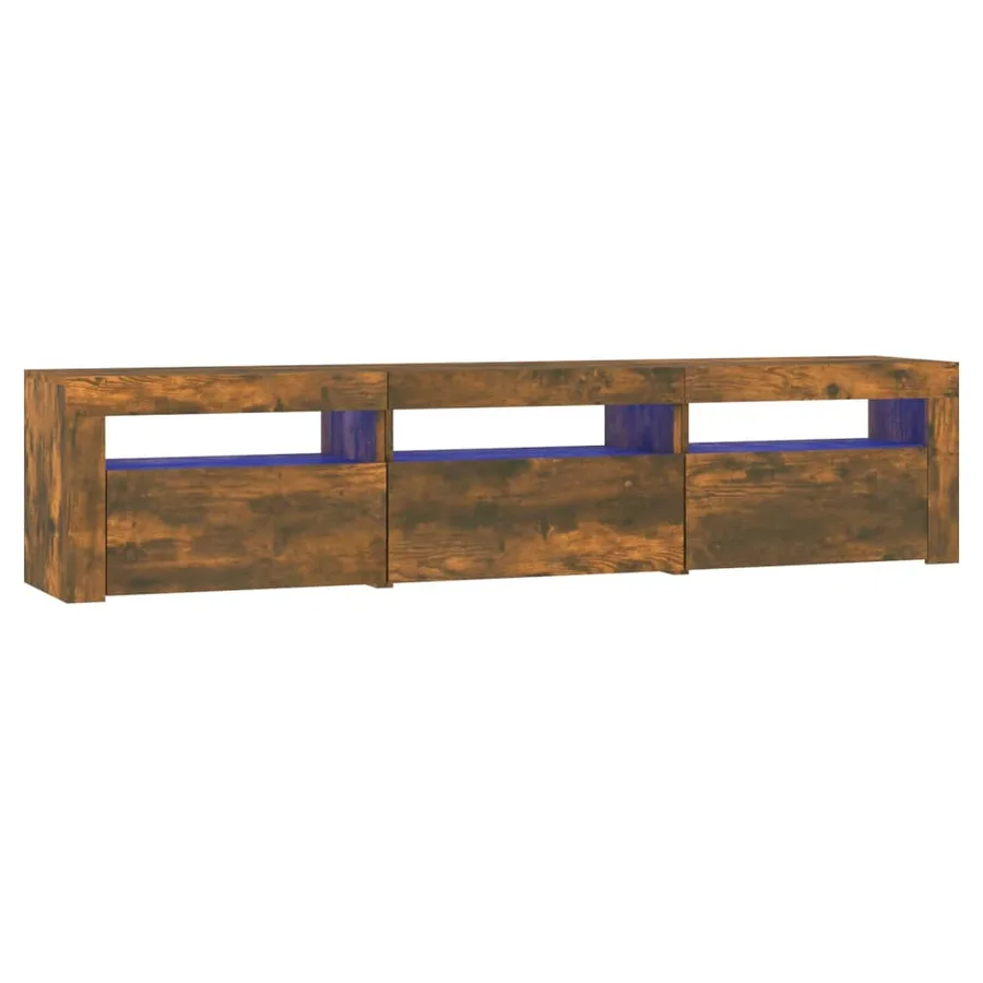 Meuble TV avec lumières LED Chêne fumé 180x35x40 cm - 2