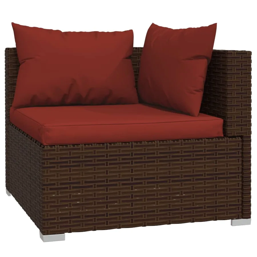Salon de jardin 7 pcs avec coussins Résine tressée Marron - 4