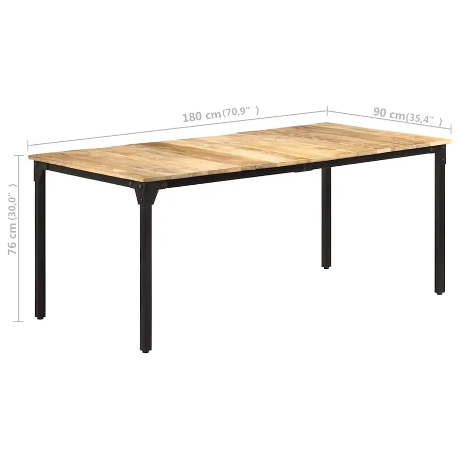 Table à manger 180x90x76 cm Bois de manguier brut - 7