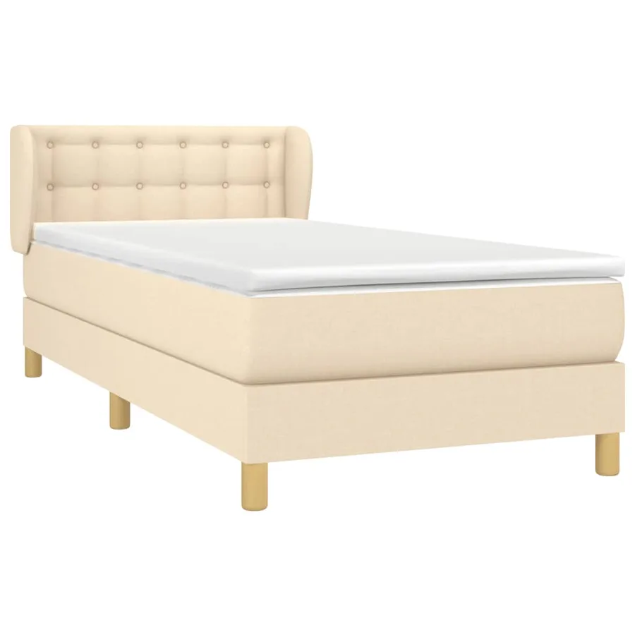 Sommier à lattes de lit avec matelas Crème 100x200 cm Tissu - 3