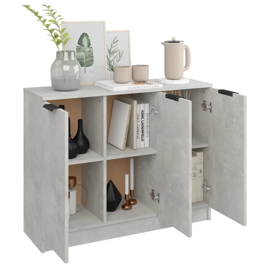 Buffet Gris béton 90,5x30x70 cm Bois d'ingénierie - 4