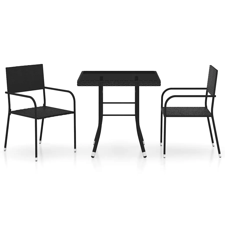 Ensemble à manger de jardin 3 pcs Résine tressée Noir - 2