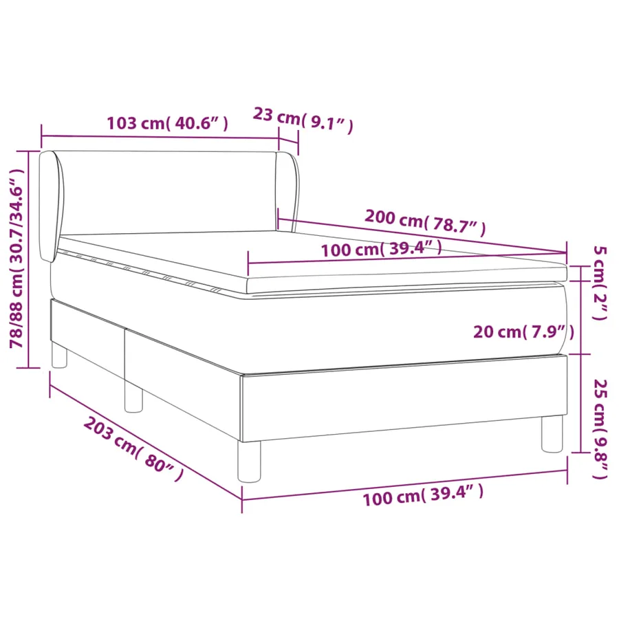 Sommier à lattes de lit avec matelas Gris clair 100x200cm Tissu - 7