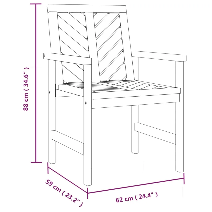 Ensemble de salon de jardin 3 pcs bois d'acacia solide - 5