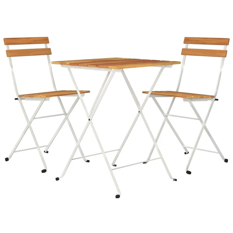 Ensemble de bistro pliable 3 pcs Bois d'acacia solide et acier - 3