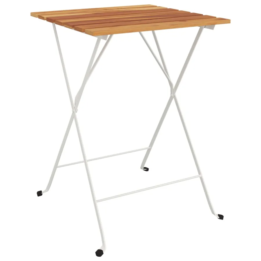 Ensemble de bistro pliable 3 pcs Bois d'acacia solide et acier - 4