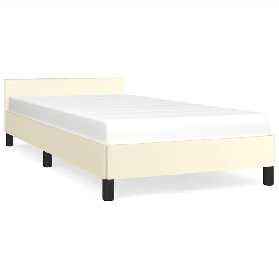 Cadre de lit avec tête de lit sans matelas crème 100x200 cm - 2