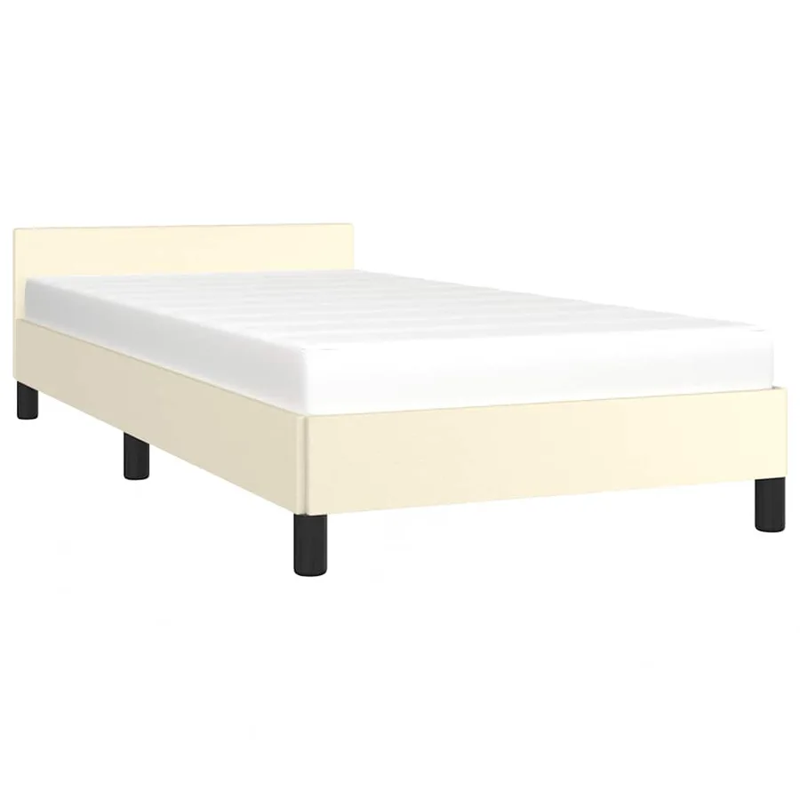 Cadre de lit avec tête de lit sans matelas crème 100x200 cm - 3