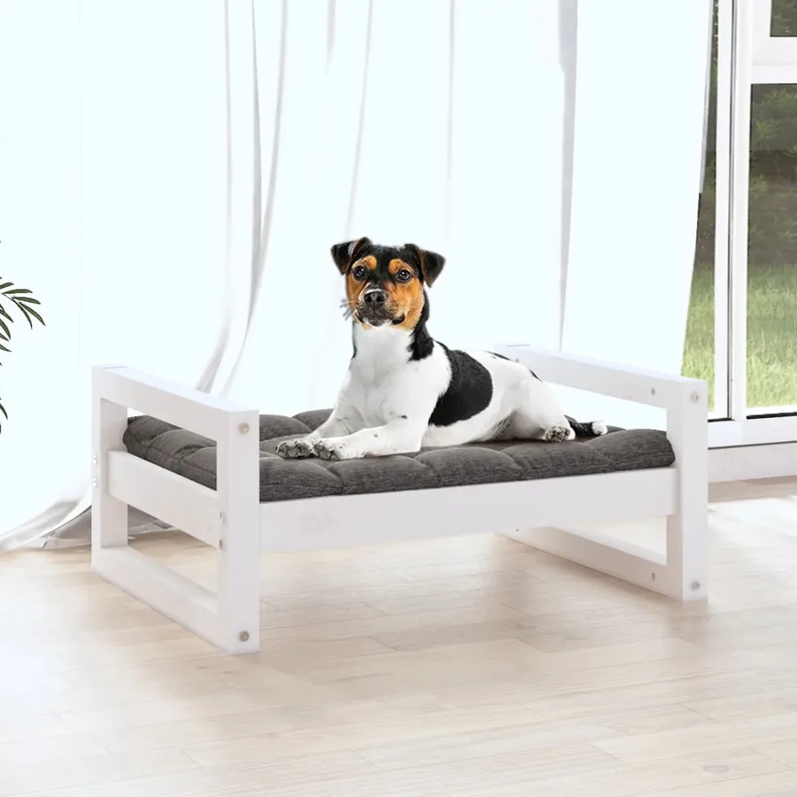 Lit pour chien Blanc 55,5x45,5x28 cm Bois de pin solide - 3