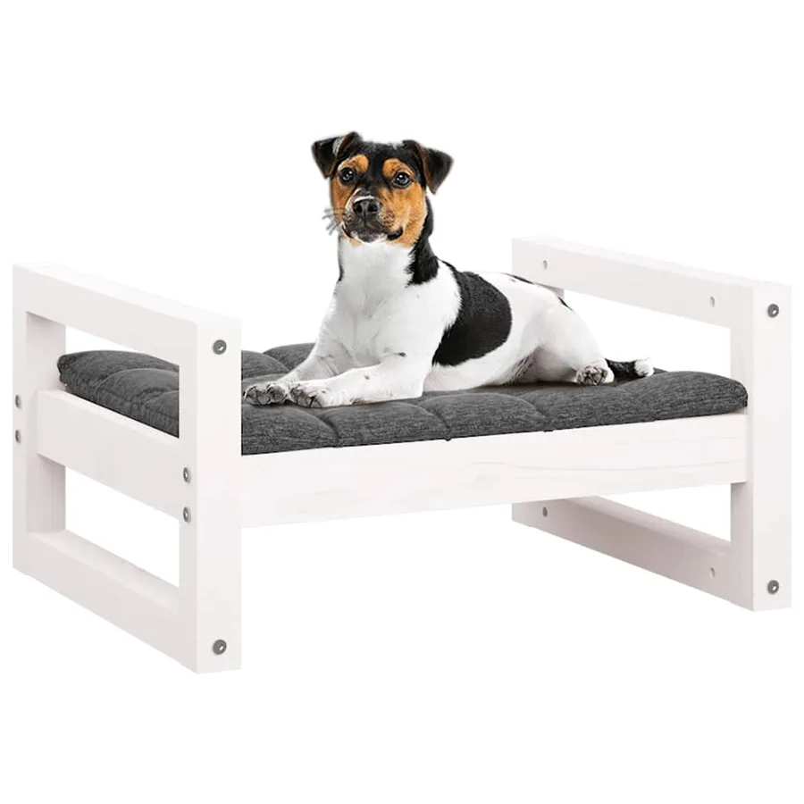 Lit pour chien Blanc 55,5x45,5x28 cm Bois de pin solide - 4