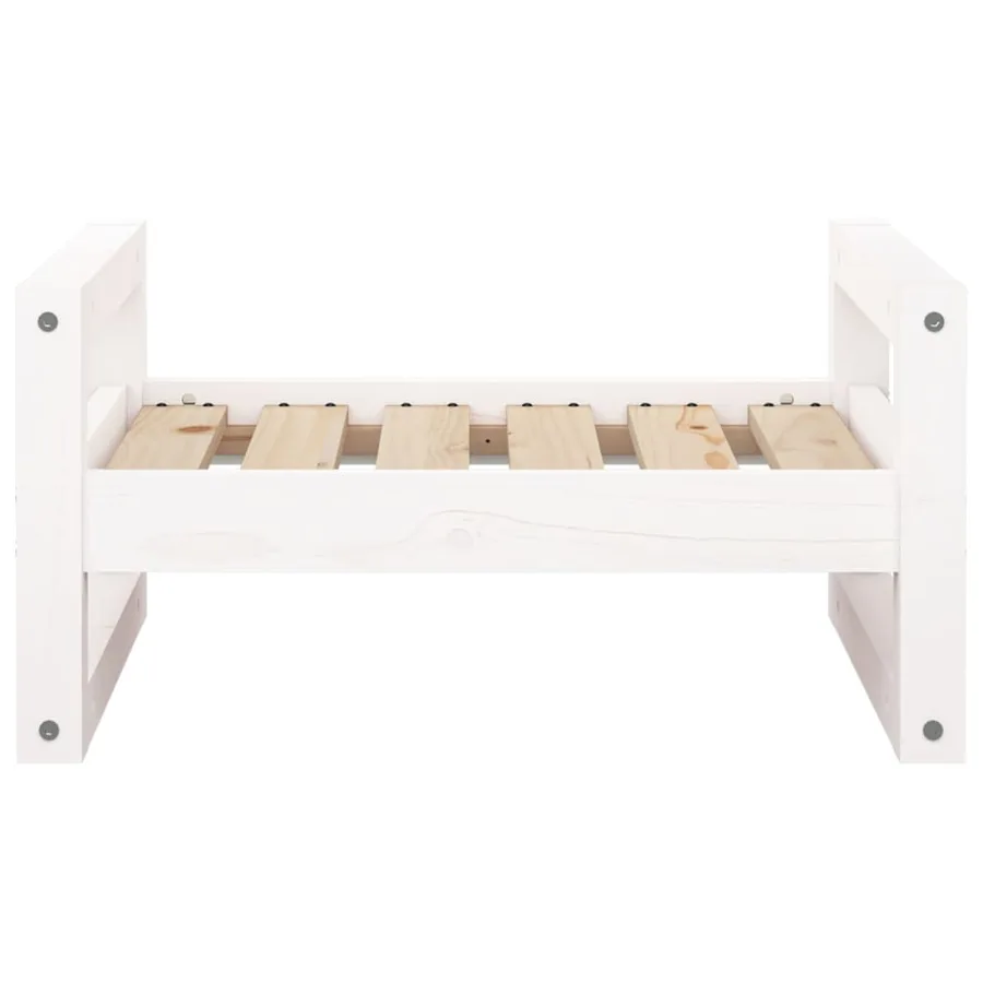 Lit pour chien Blanc 55,5x45,5x28 cm Bois de pin solide - 5