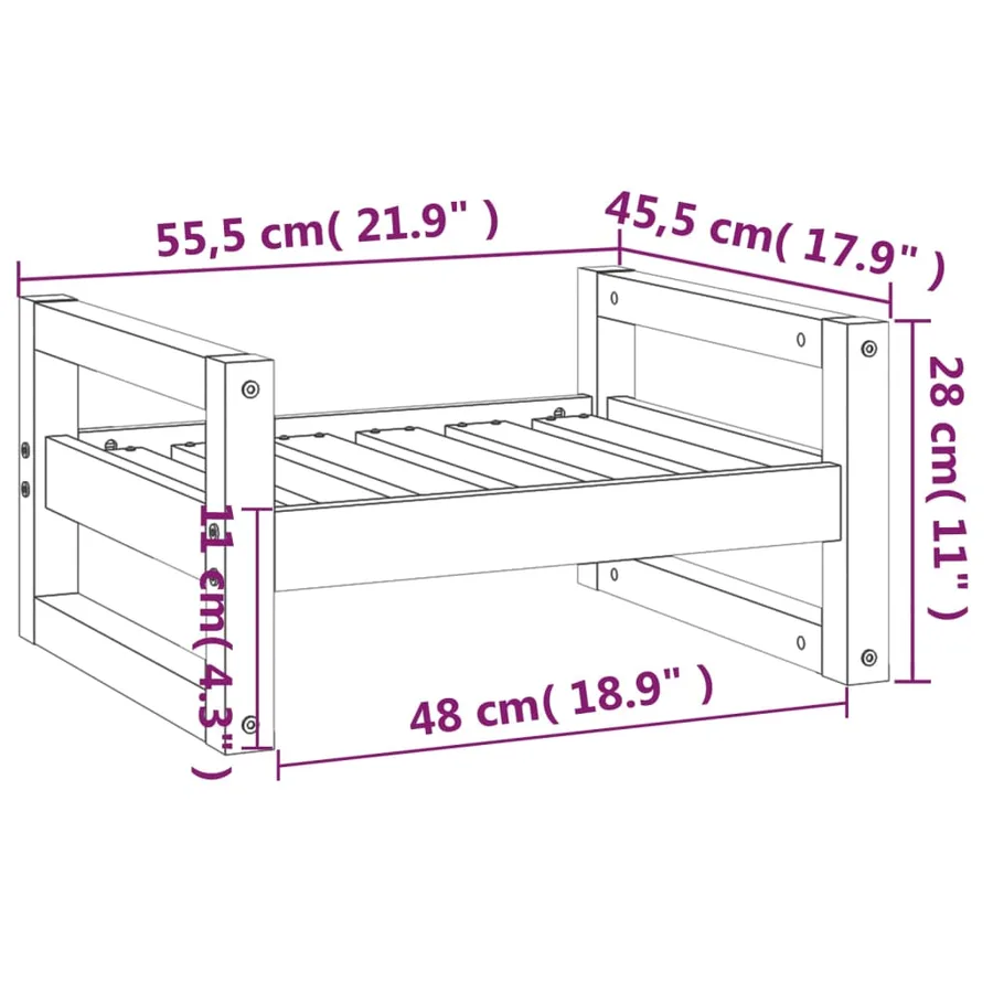 Lit pour chien Blanc 55,5x45,5x28 cm Bois de pin solide - 8