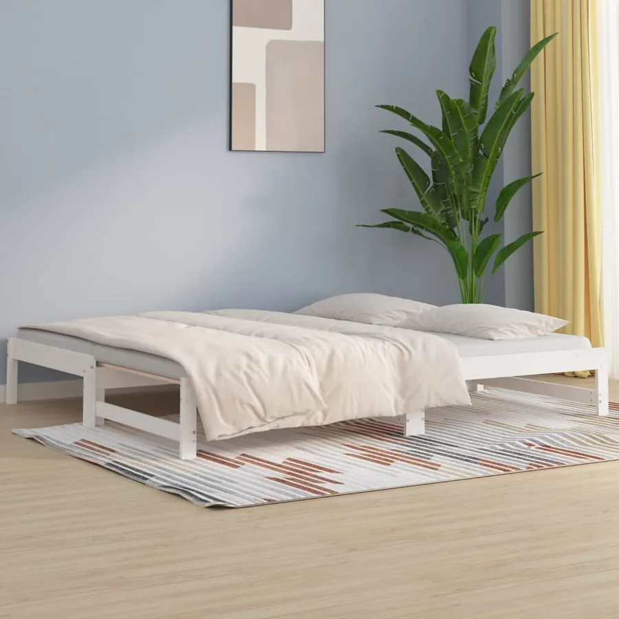 Lit coulissant sans matelas blanc 2x(80x200)cm
