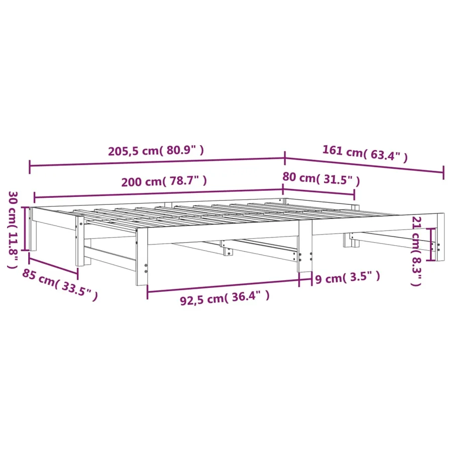 Lit coulissant sans matelas blanc 2x(80x200)cm - 14