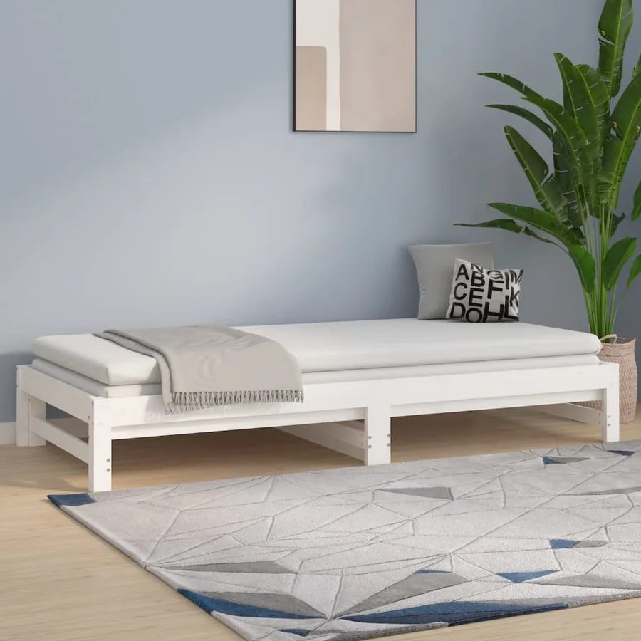 Lit coulissant sans matelas blanc 2x(80x200)cm - 4