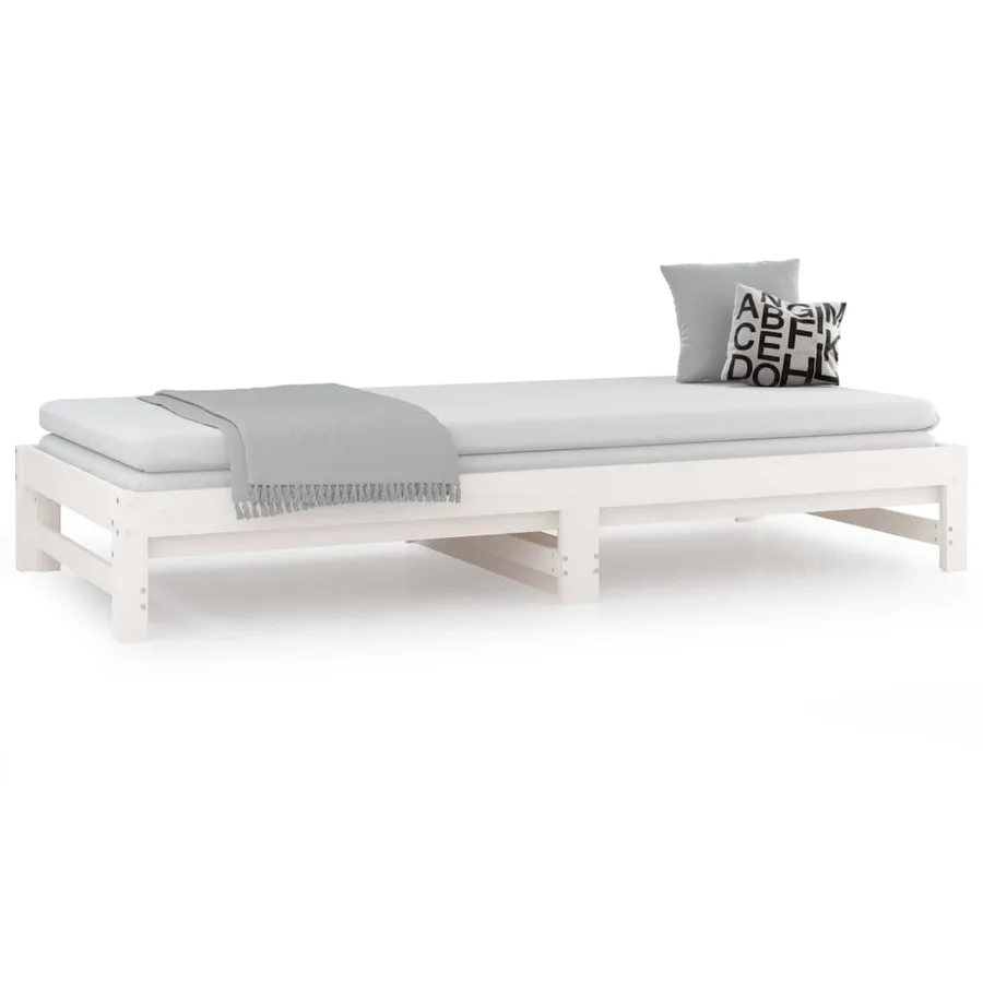 Lit coulissant sans matelas blanc 2x(80x200)cm - 5