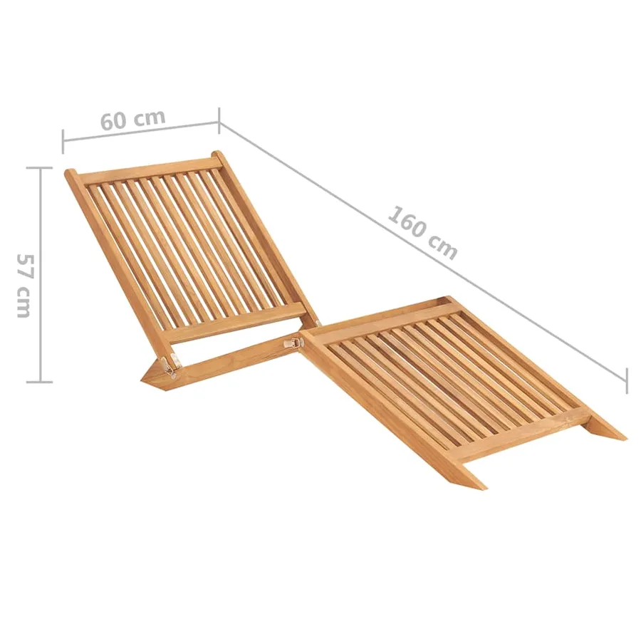 Chaise longue bois de teck solide - 8