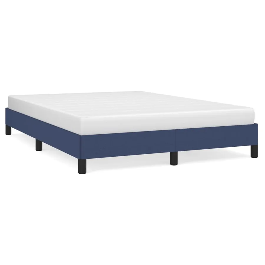 Cadre de lit sans matelas bleu 140x190 cm tissu - 2