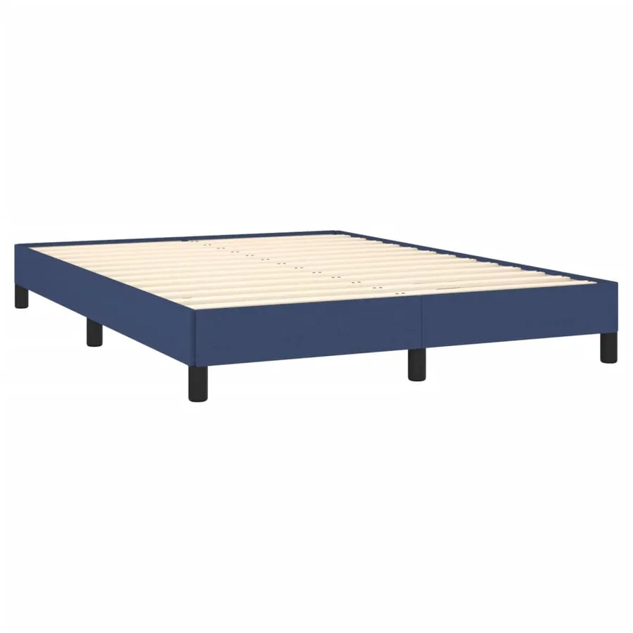 Cadre de lit sans matelas bleu 140x190 cm tissu - 4