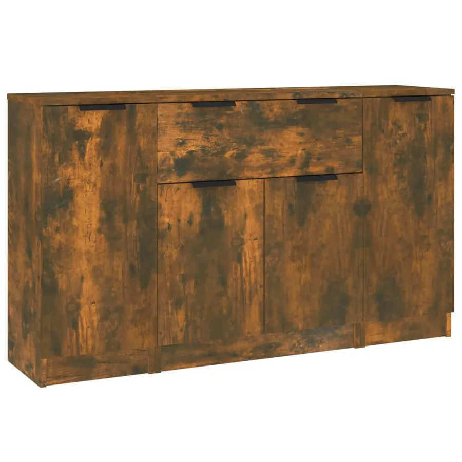 Buffets 3 pcs Chêne fumé Bois d'ingénierie - 2