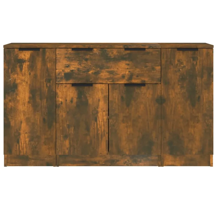 Buffets 3 pcs Chêne fumé Bois d'ingénierie - 5