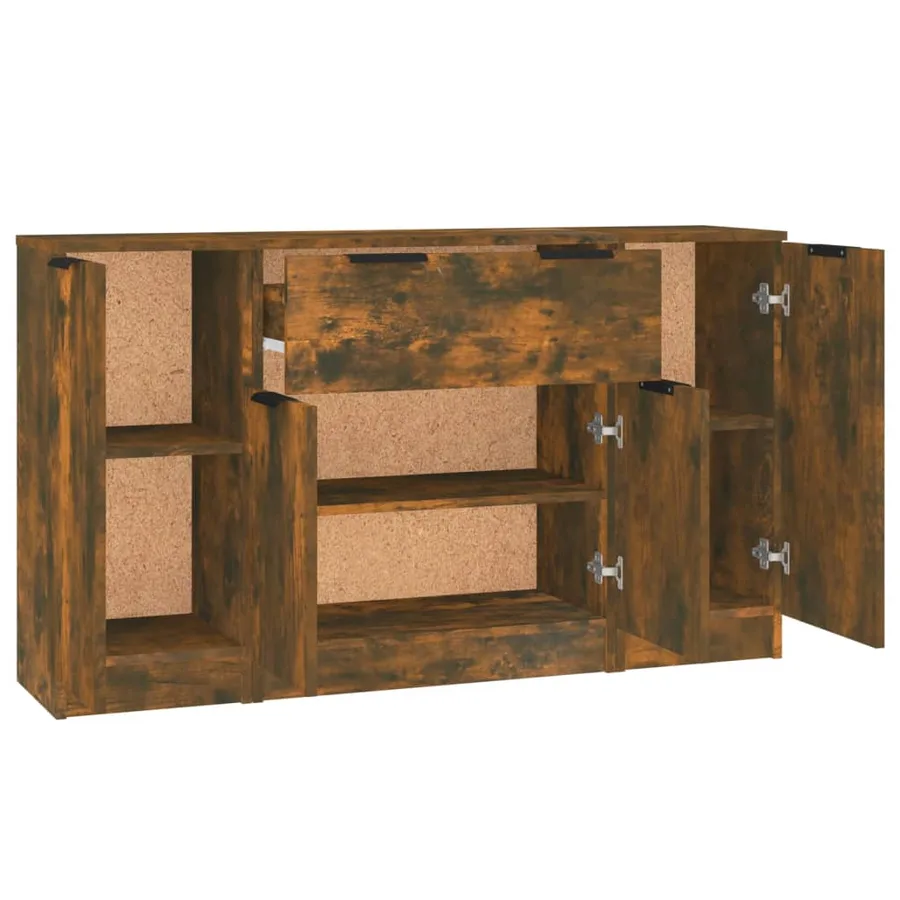 Buffets 3 pcs Chêne fumé Bois d'ingénierie - 6
