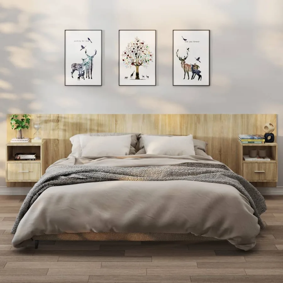 Tables de chevet murales 2 pcs Chêne sonoma