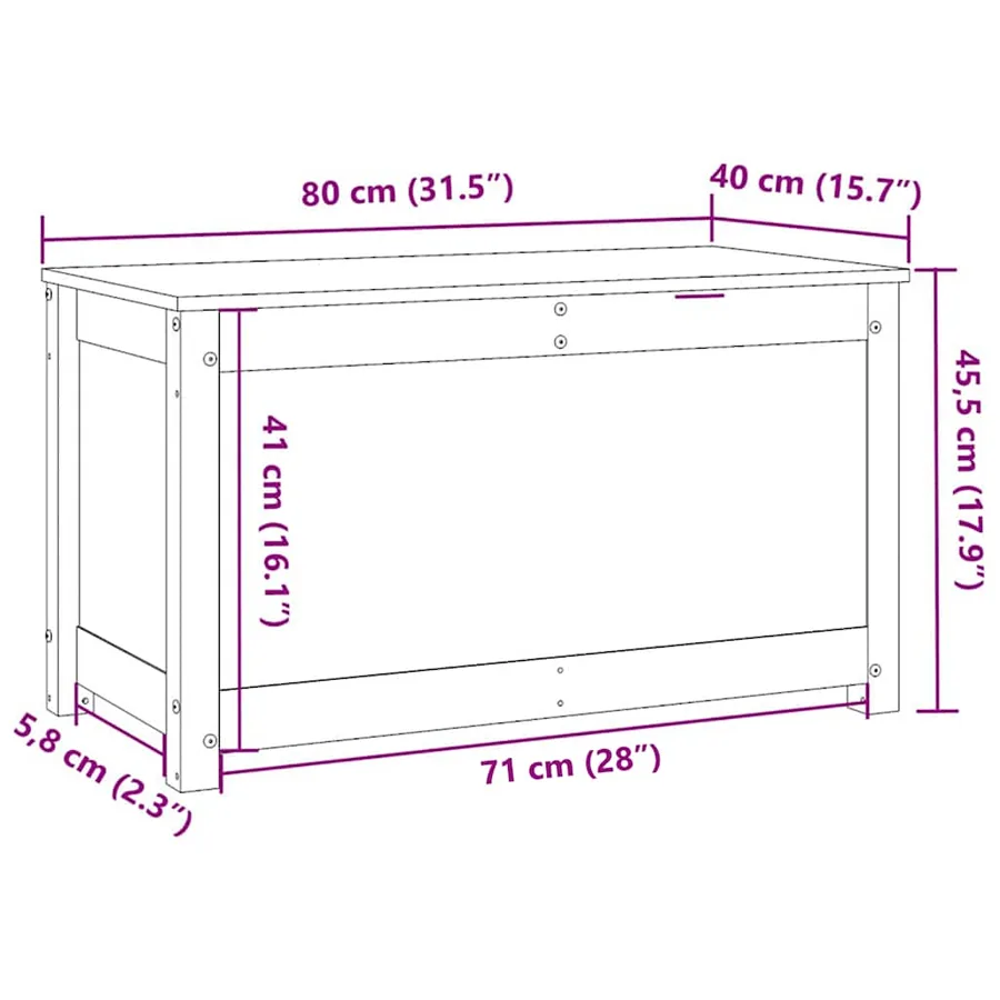 Boîte de rangement Blanc 80x40x45,5 cm Bois massif de pin - 12