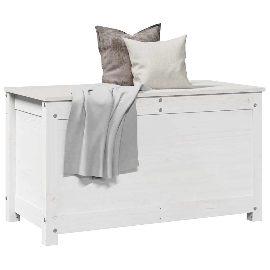 Boîte de rangement Blanc 80x40x45,5 cm Bois massif de pin - 4