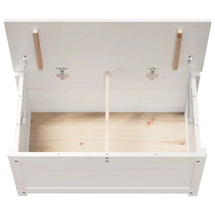Boîte de rangement Blanc 80x40x45,5 cm Bois massif de pin - 8