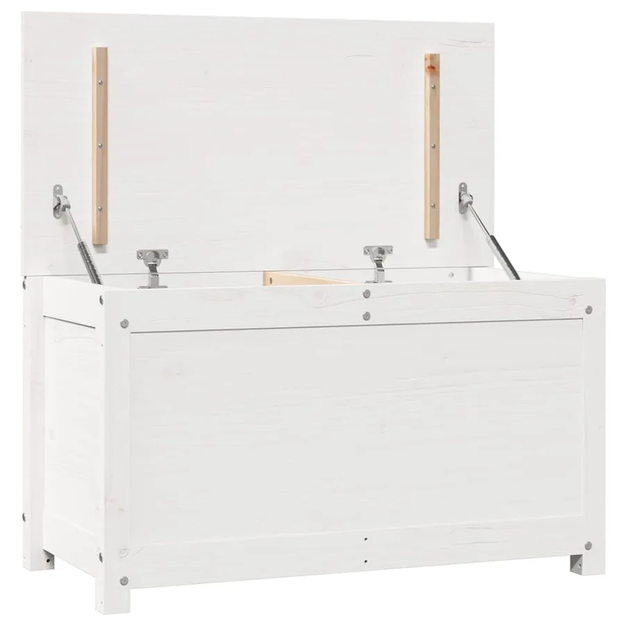 Boîte de rangement Blanc 80x40x45,5 cm Bois massif de pin - 9