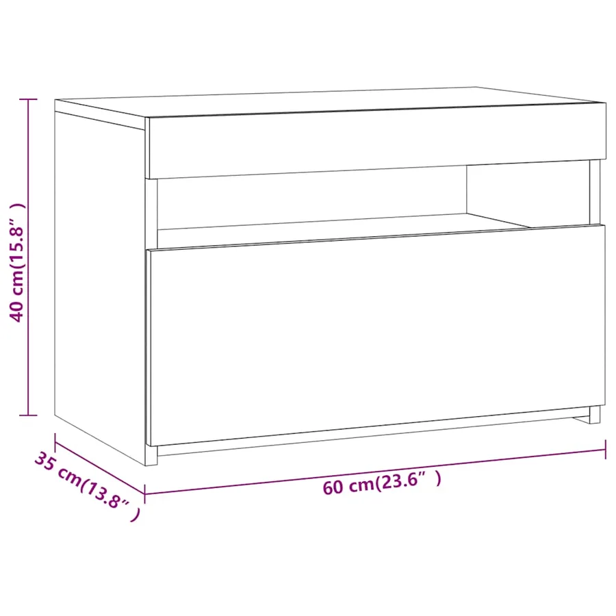 Meuble TV avec lumières LED Chêne fumé 60x35x40 cm - 14