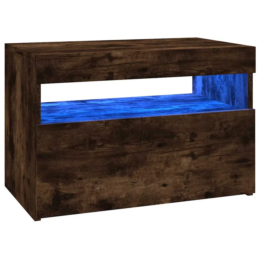 Meuble TV avec lumières LED Chêne fumé 60x35x40 cm - 2