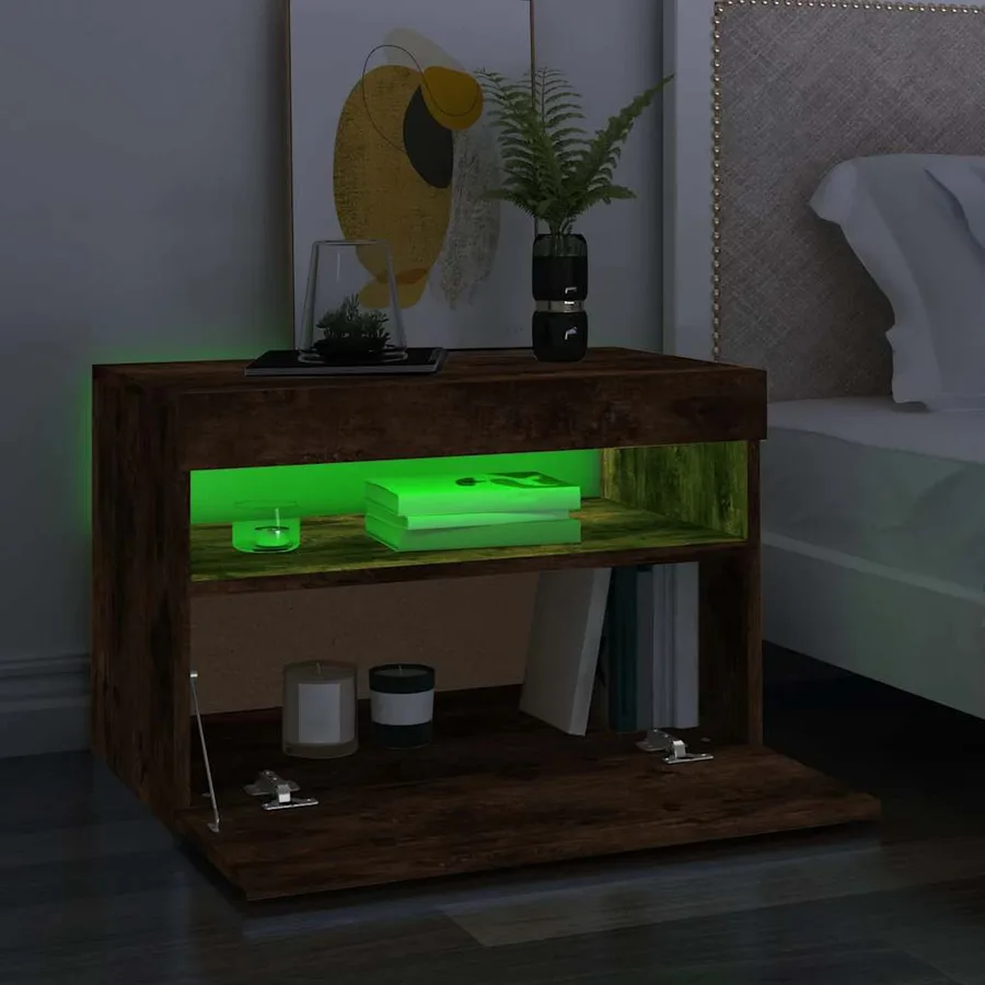 Meuble TV avec lumières LED Chêne fumé 60x35x40 cm - 4
